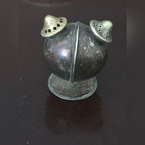 SET SALIÈRE ET POIVRIÈRE VINTAGE EPNS LAITON PLAQUÉ ARGENT STYLE RÉTRO ATOMIQUE